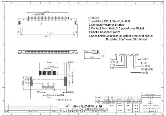 Professionele 0.4mm de raadsschakelaar van hoogtepcb, I-PEX wafeltjeschakelaar voor LG/AUO LCD (I-PEX 20374-030E