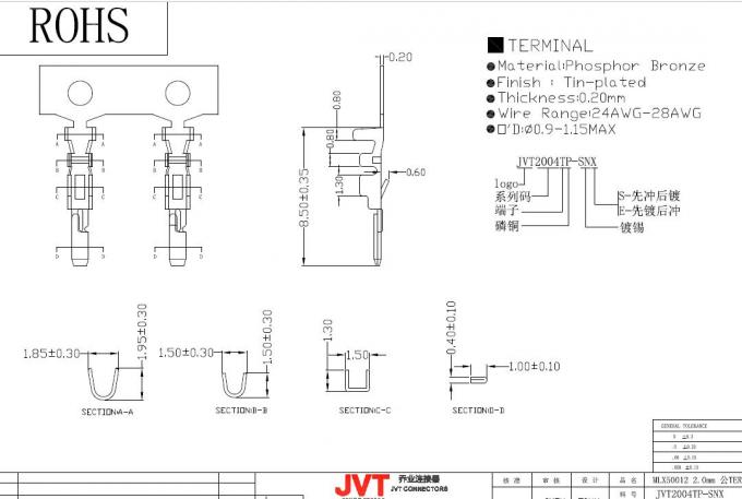 JVT 2.0mm Hoogtedraad aan Draad Vrouwelijke & Mannelijke Schakelaar en Terminal in Witte Kleur